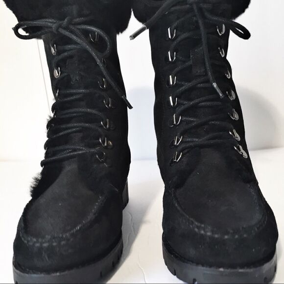 Lauren Ralph Lauren Shearling Cuffed Combat Boots - Picture 3 of 13